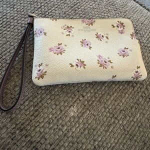 Coach Floral Wristlet in Cream and Pink
